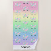 Pastel 🦄 Unicorn Face Pattern Strandlaken (Voorkant)