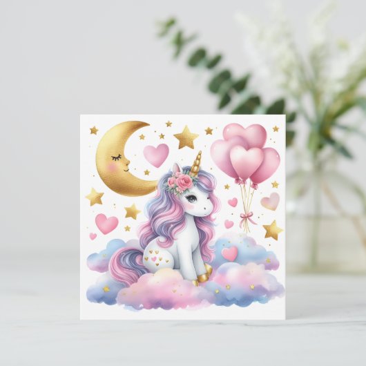 Pastel Unicorn Kaart (Staand voorkant)