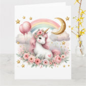 Pastel Unicorn Kaart (Gele Bloem)