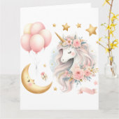 Pastel Unicorn Kaart (Gele Bloem)