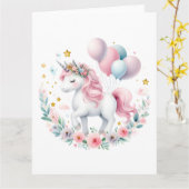 Pastel Unicorn Kaart (Gele Bloem)