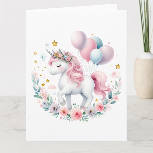 Pastel Unicorn Kaart (Voorkant)