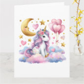 Pastel Unicorn Kaart (Gele Bloem)