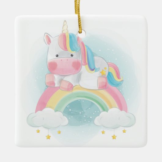 pastel Unicorn Keramisch Ornament (Voorkant)