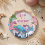 Pastel Unicorn Kids Birthday Papieren Bordje<br><div class="desc">Kute pastel unicorn Birthday line die bewerkt kan worden. Uitnodigingen en andere verjaardagsartikelen..Happy Birthday!</div>