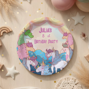 Pastel Unicorn Kids Birthday Papieren Bordje