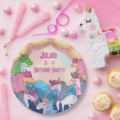 Pastel Unicorn Kids Birthday Papieren Bordje (Feest)