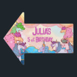 Pastel Unicorn Kids Birthday Tuinbord<br><div class="desc">Kute pastel unicorn Birthday line die bewerkt kan worden. Uitnodigingen en andere verjaardagsartikelen..Happy Birthday!</div>