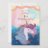 Pastel Unicorn Kids Birthday Uitnodiging (Voorkant)