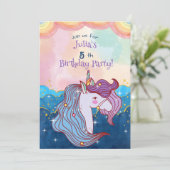 Pastel Unicorn Kids Birthday Uitnodiging (Staand voorkant)