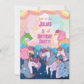 Pastel Unicorn Kids Birthday Uitnodiging (Voorkant)