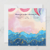 Pastel Unicorn Kids Birthday Uitnodiging (Achterkant)