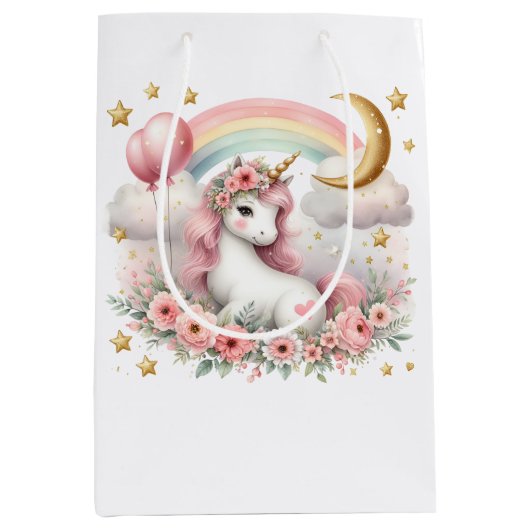 Pastel Unicorn Medium Cadeauzakje (Voorkant)