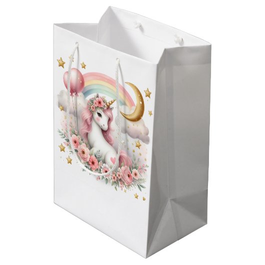Pastel Unicorn Medium Cadeauzakje (Achterkant Gekanteld)