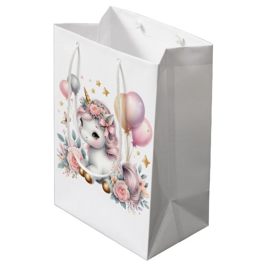 Pastel Unicorn Medium Cadeauzakje (Achterkant Gekanteld)