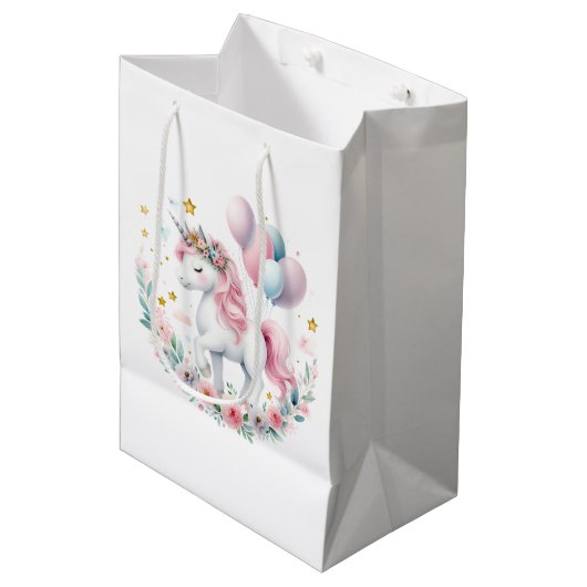 Pastel Unicorn Medium Cadeauzakje (Voorkant Gekanteld)