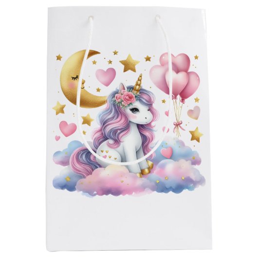 Pastel Unicorn Medium Cadeauzakje (Voorkant)