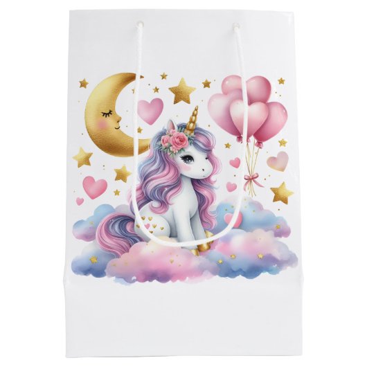 Pastel Unicorn Medium Cadeauzakje (Achterkant)