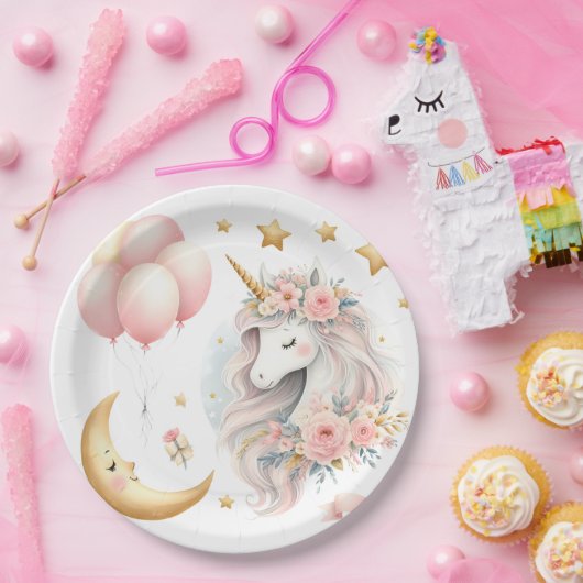 Pastel Unicorn Papieren Bordje (Feest)
