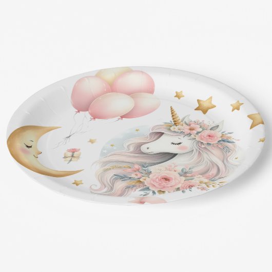 Pastel Unicorn Papieren Bordje (Gekanteld)