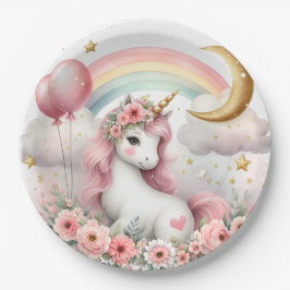 Pastel Unicorn Papieren Bordje