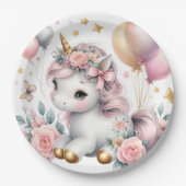 Pastel Unicorn Papieren Bordje (Voorkant)