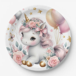 Pastel Unicorn Papieren Bordje