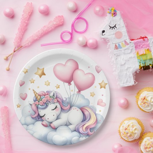 Pastel Unicorn Papieren Bordje (Feest)