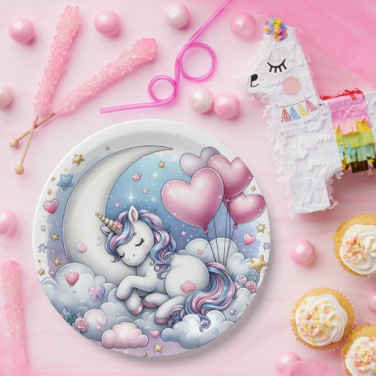 Pastel Unicorn Papieren Bordje (Feest)