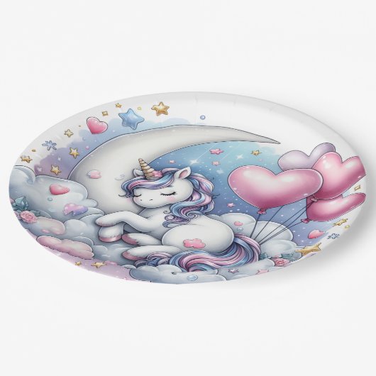 Pastel Unicorn Papieren Bordje (Gekanteld)