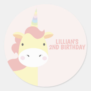 Pastel Unicorn Party Ronde Sticker