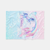 Pastel Unicorn Personalized Fleece Unicorn Blanket (Voorkant (Horizontaal))