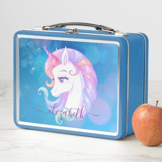 Pastel Unicorn Pony Blue Sparkle Stars (In situ)