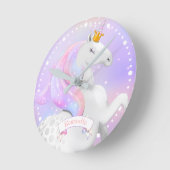 Pastel Unicorn Princess Ronde Klok (Hoek)