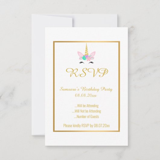 PASTEL UNICORN RAINBOW 2 ALL Occasion RSVP Kaart (Voorkant)