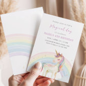 Pastel Unicorn & Rainbow Birthday Any Age Party Kaart