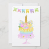 Pastel Unicorn Rainbow Birthday Uitnodiging (Achterkant)