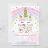 Pastel Unicorn Rainbow Sparkles Birthday Kaart (Voorkant)