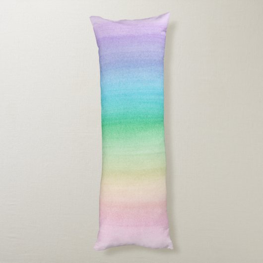 Pastel Unicorn Rainbow Waterverf Dream #1 Lichaamskussen (Achterkant (Verticaal))