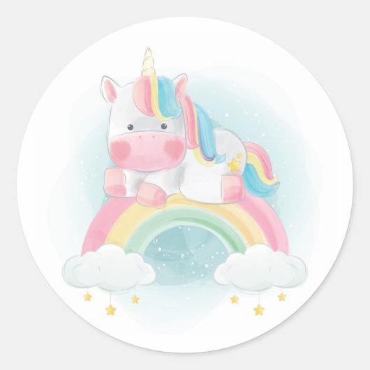  pastel Unicorn Ronde Sticker (Voorkant)