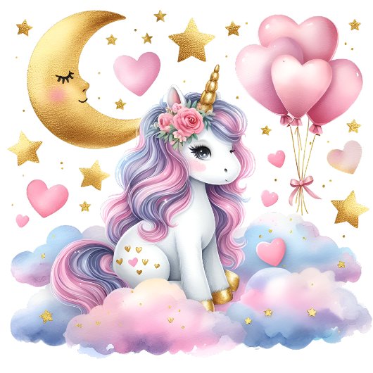Pastel Unicorn Ronde Sticker