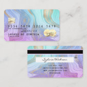 pastel unicorn roze Liquid Gold Marble Credit Kaar Visitekaartje (Voorkant / Achterkant)