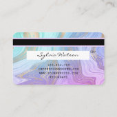 pastel unicorn roze Liquid Gold Marble Credit Kaar Visitekaartje (Achterkant)