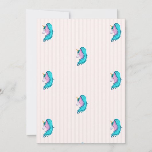 Pastel Unicorn striped Hallo Little One Birthday Kaart (Achterkant)