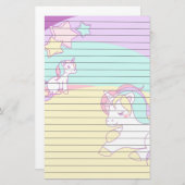 Pastel Unicorns in Geel Paars Roze en Turquois Briefpapier (Voorkant / Achterkant)