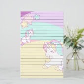 Pastel Unicorns in Geel Paars Roze en Turquois Briefpapier (Staand voorkant)