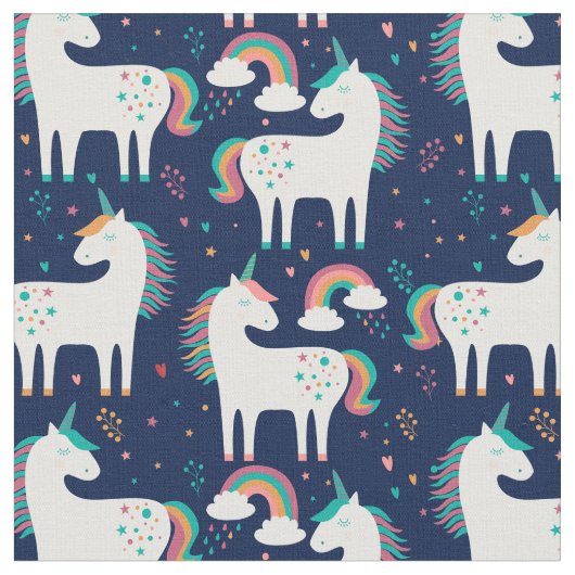 Pastel Unicorns & Rainbows Stof (Close Up)