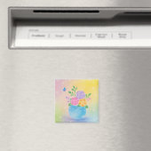 Pastel Vaas Bloemen Vlinder Kunst Magneet (Insitu (Vaatwasser))