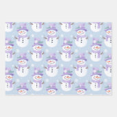 Pastel Vakantie Sneeuwman Complementaire Set van 3 Inpakpapier Vel (Voorkant)