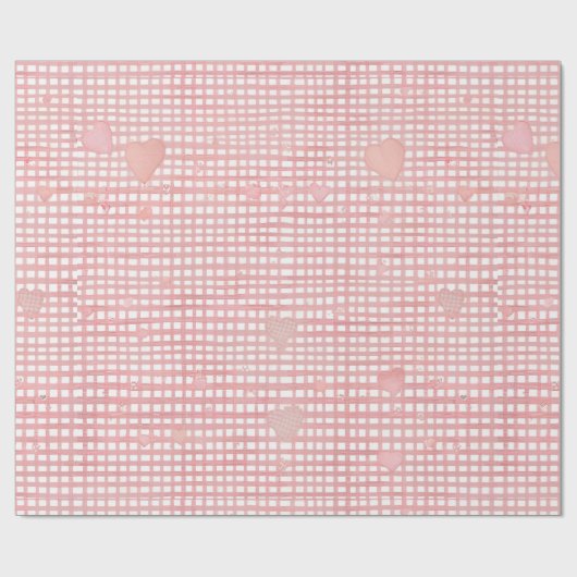 Pastel Valentijn Gingham Inpakpapier (Vlak)